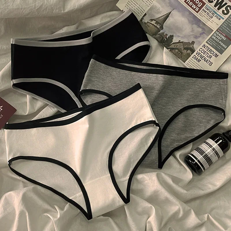 3pcs Cotton Brief Panties for Women – Soft Mid Waist Everyday Underwear