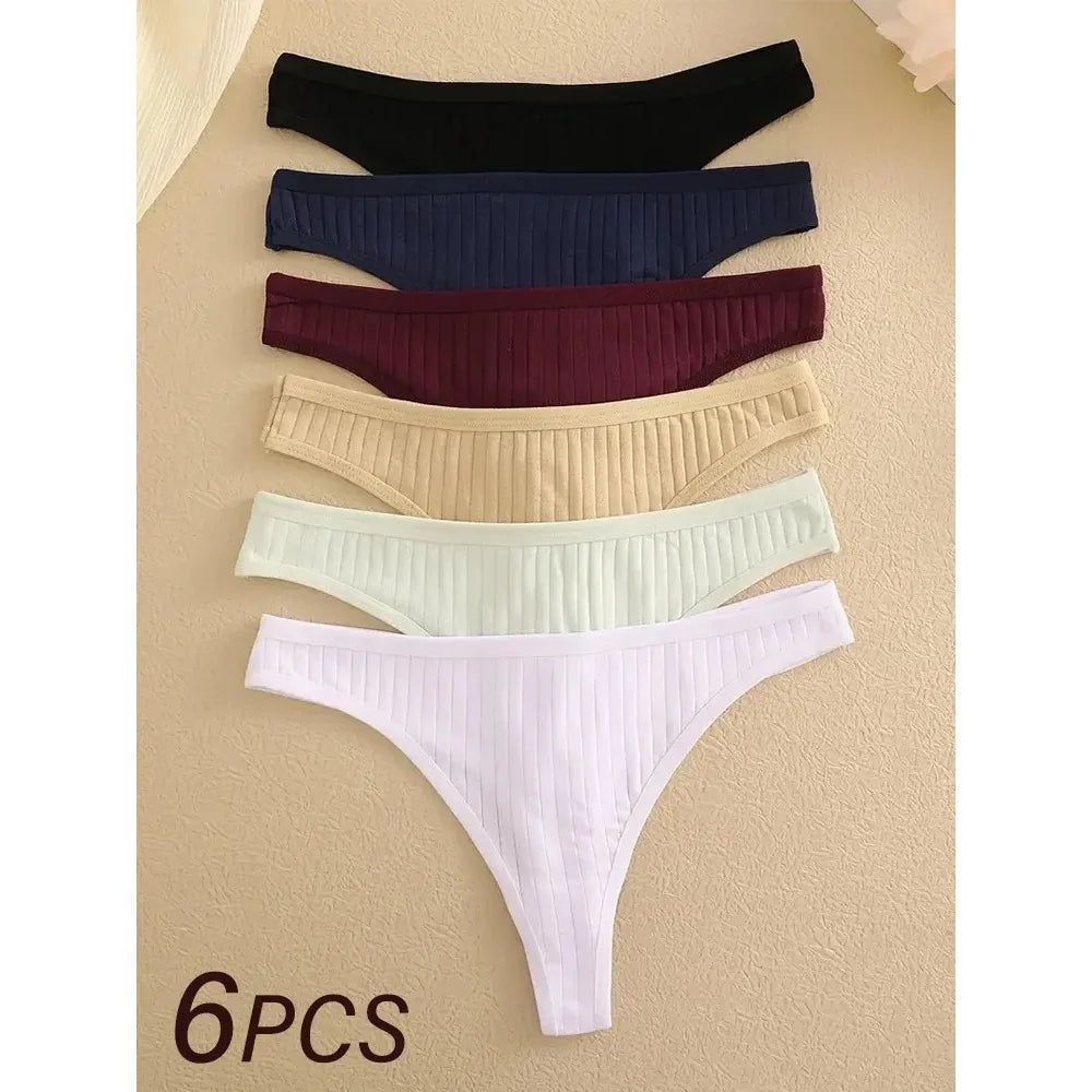 6PCS Women’s Cotton Low Rise Thongs – G-String Panties for Everyday Comfort