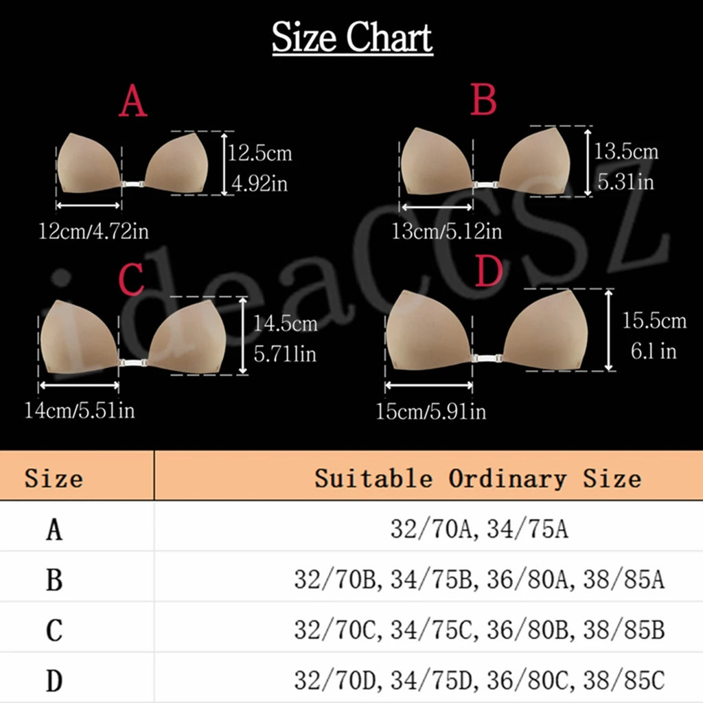 Women’s Sticky Adhesive Bra – Backless Plunge Deep U Neck Invisible Lift
