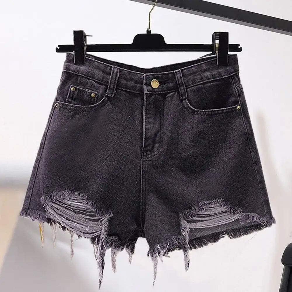 High Waist Casual Denim Cowboy Shorts for Women