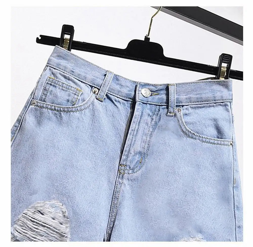 High Waist Casual Denim Cowboy Shorts for Women
