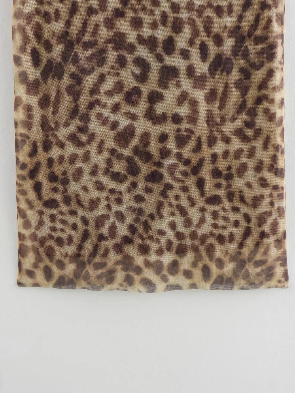 Leopard Print Tulle Midi Skirt for Women – High Waist
