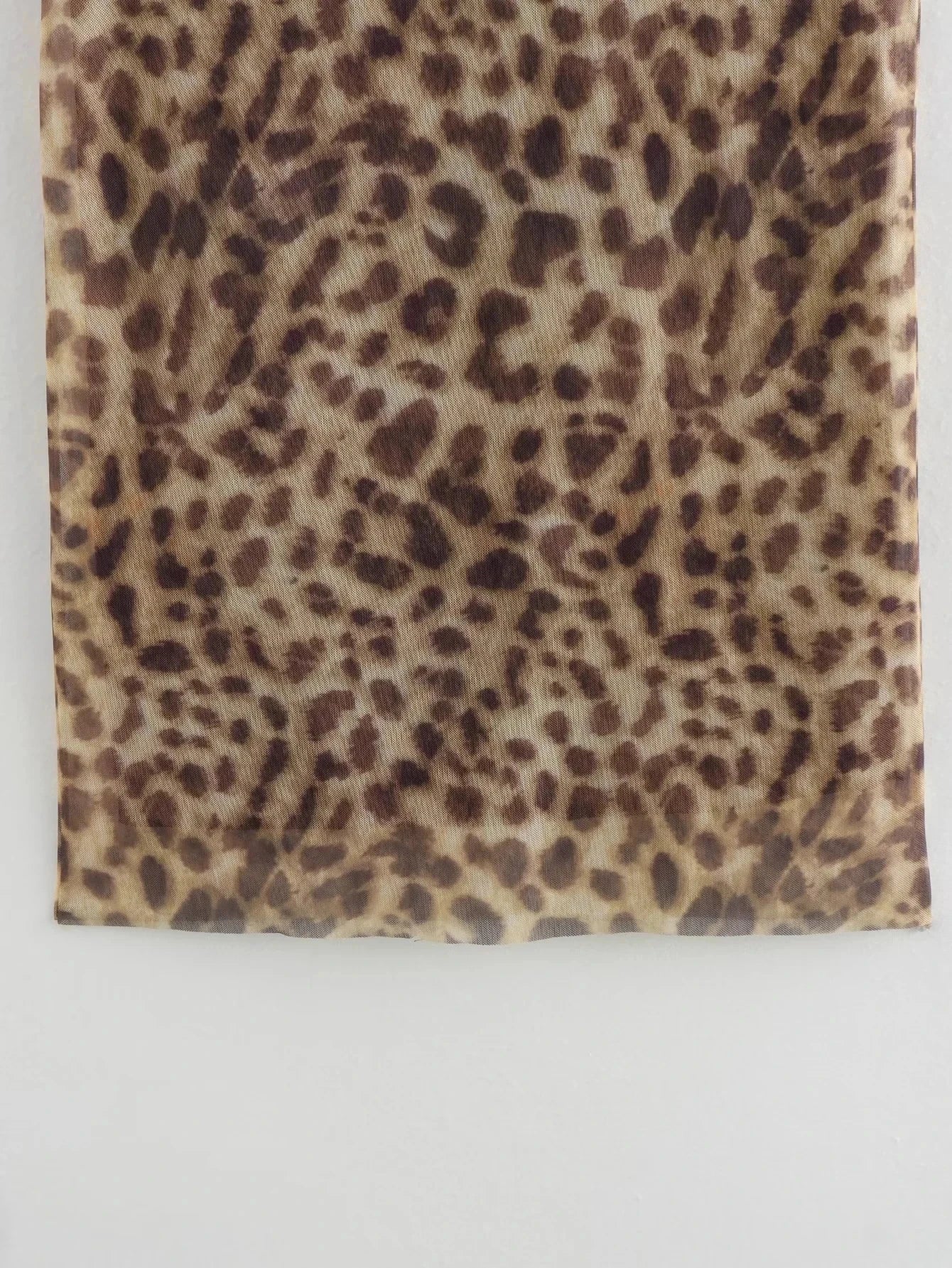 Leopard Print Tulle Midi Skirt for Women – High Waist