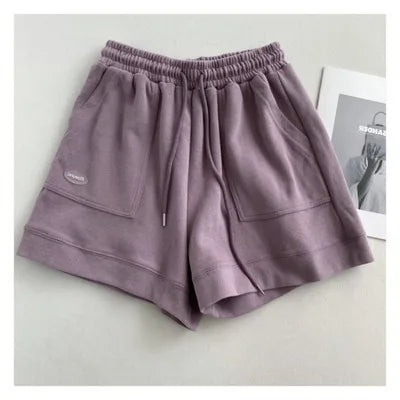 Wide-Leg Drawstring Shorts for Women – Slim Waist Casual Sports Pants
