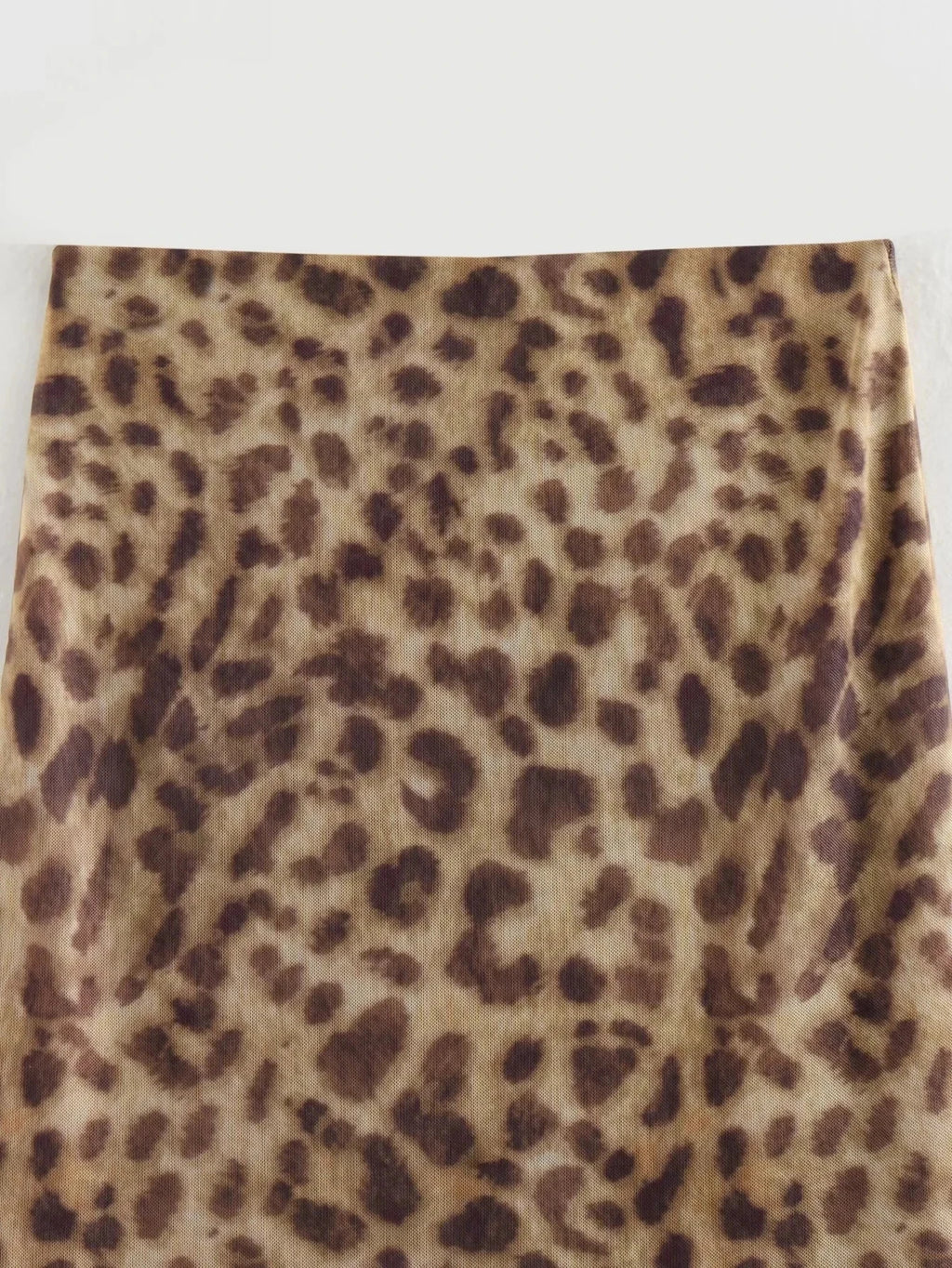 Leopard Print Tulle Midi Skirt for Women – High Waist